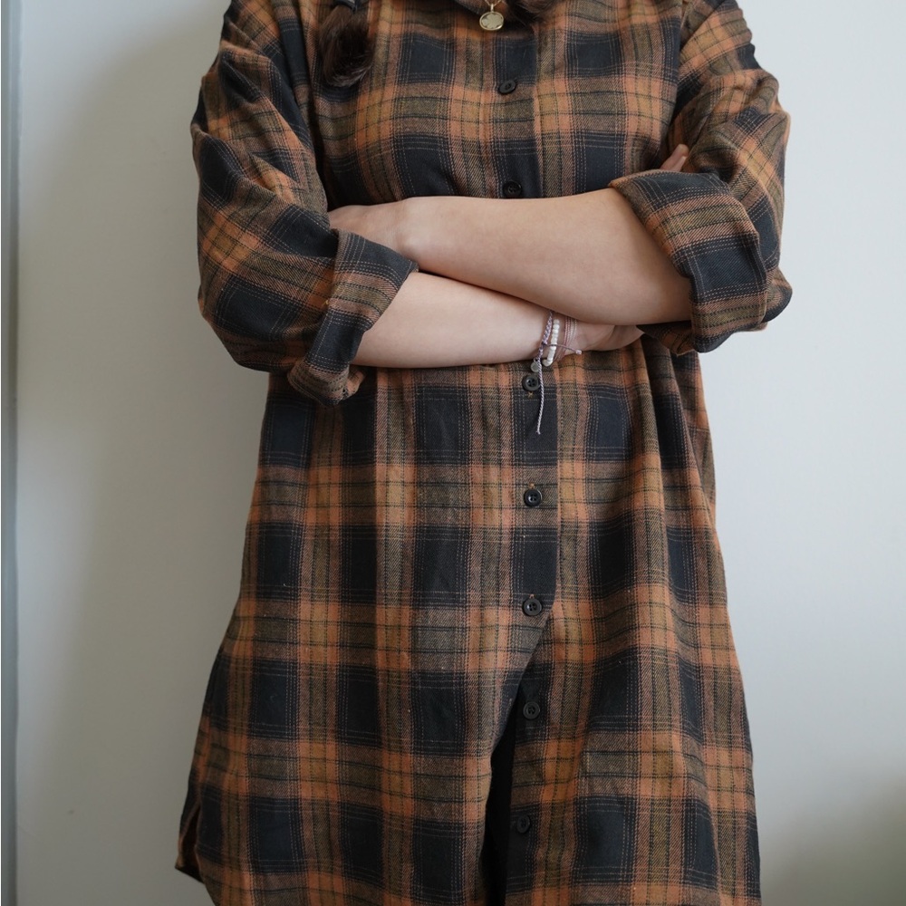 Plaid Button-Up Shirt Dress